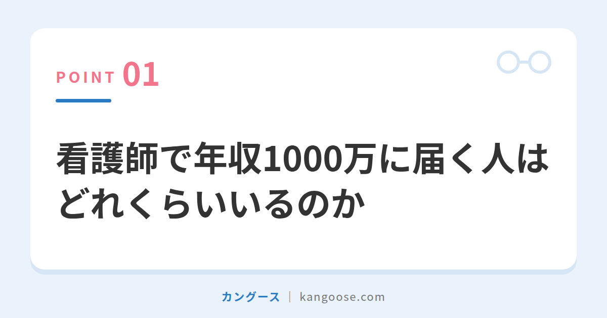 看護師で年収1000万に届く人はどれくらいいるのか